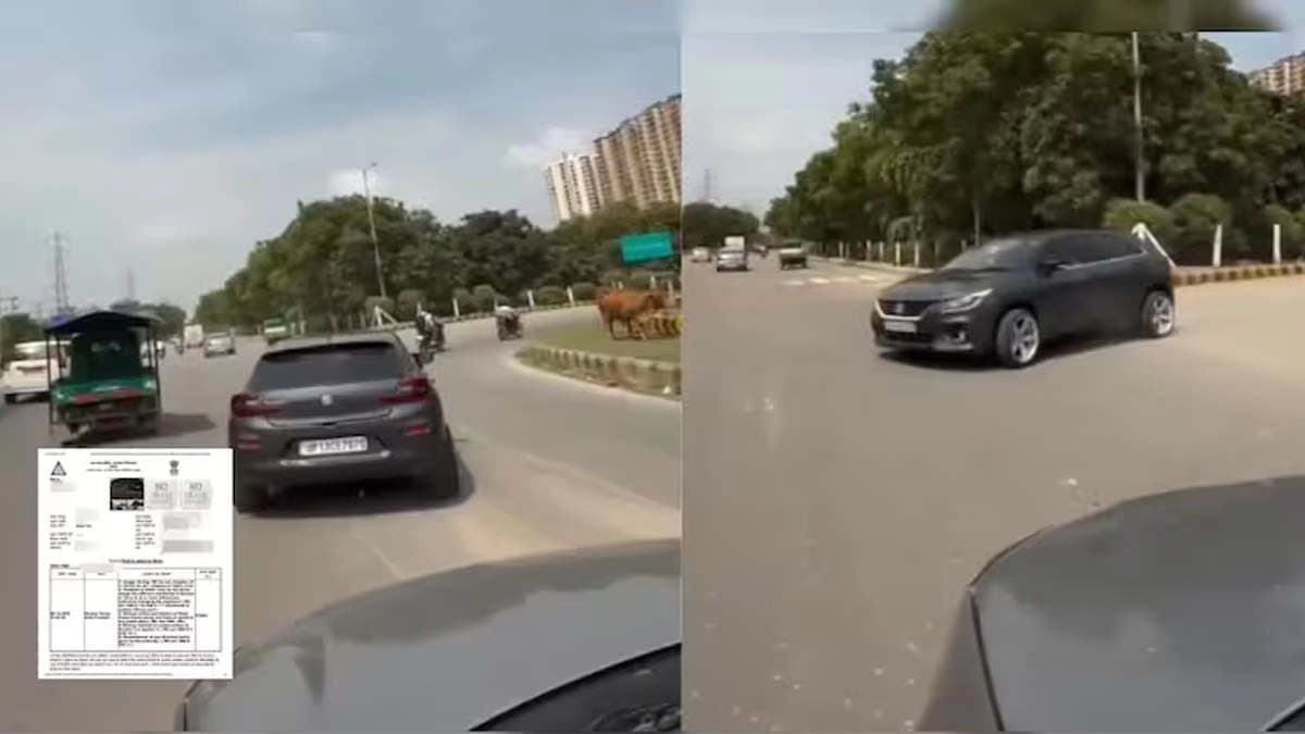 Filmy car stunts fined Rs 57500 by the police see the viral video of Noida