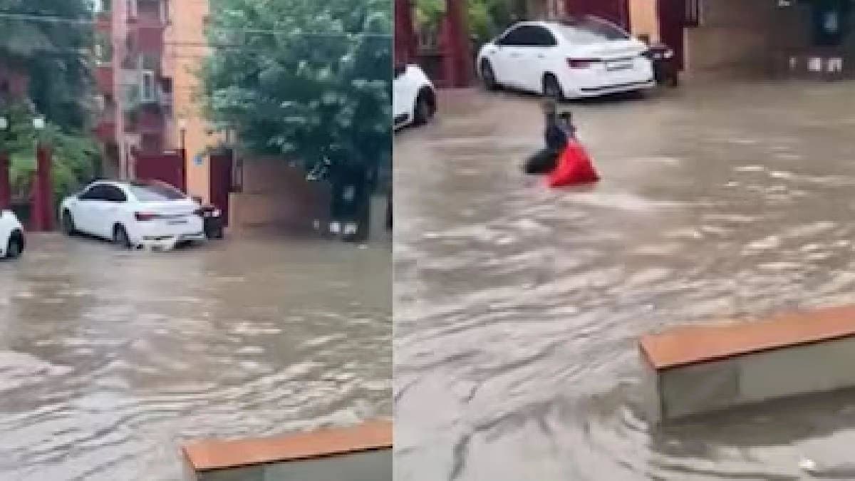 Gurugram Kids Swim On Flooded Roads Like It’s A Pool Party