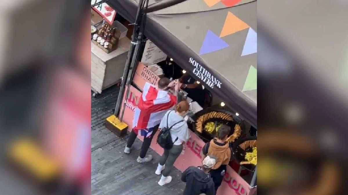 London Protest Protester filmed stopping for onion bhaji during protest