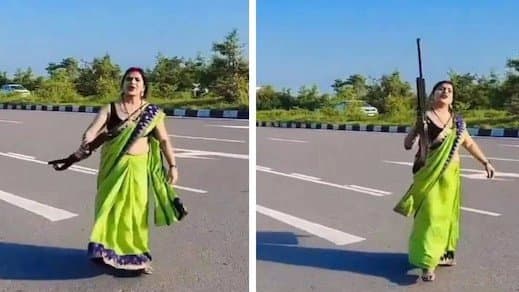UP Woman Flaunts Gun While Dancing On Highway For Insta Reel