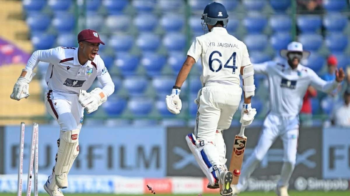 Ind vs Wi test jaiswal departs off a horror run out