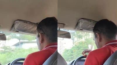 Cab Driver Adjusts Rearview Mirror For Woman Breastfeeding Her Baby 