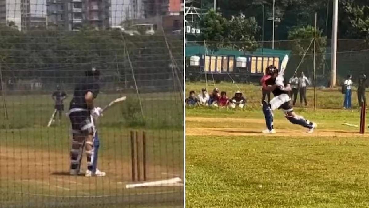 Thousands of fans gather to watch as Rohit Sharma trains at Mumbai Shivaji Park
