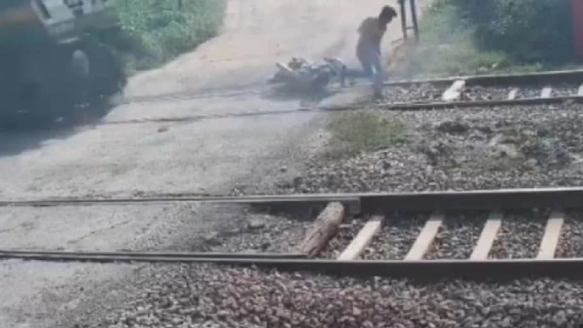 While Crossing Railway Tracks Man Falls From Bike Run Over By Train
