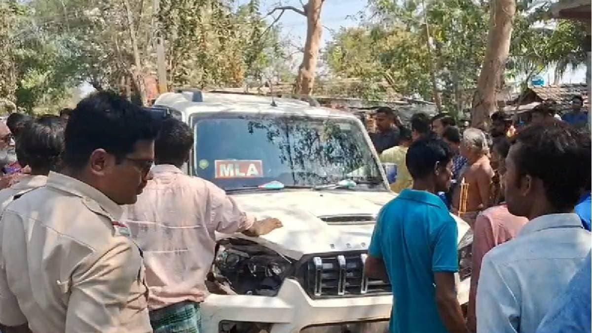 three bikers injured after being hit by bjp mla swapan majumdars car