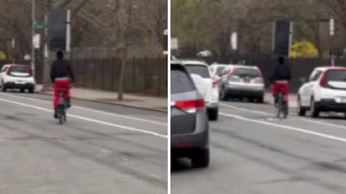 Man Rides Bike with Balancing Refrigerator On His Head viral video 