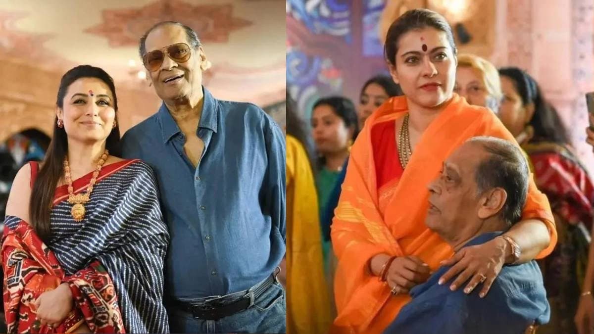 Kajol Rani Mukerji Get Emotional Remembering Late Uncle Deb Mukherjee At Durga Puja Pandal