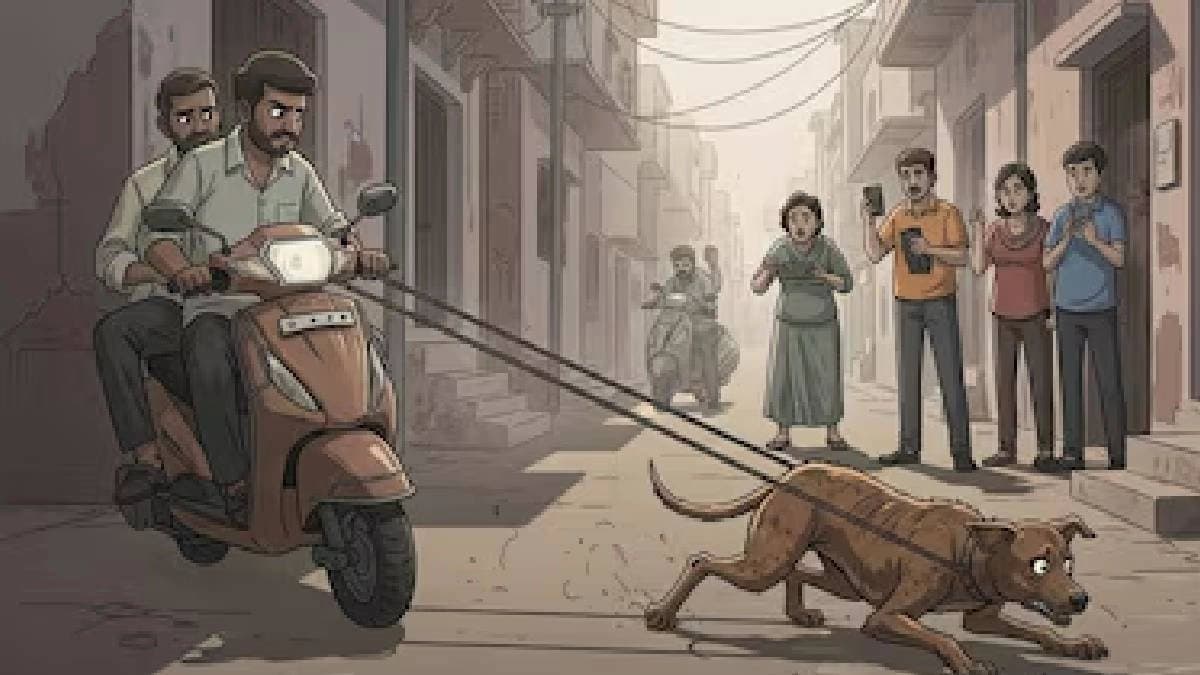 UP Man Drags Dog After Tying It To Scooter
