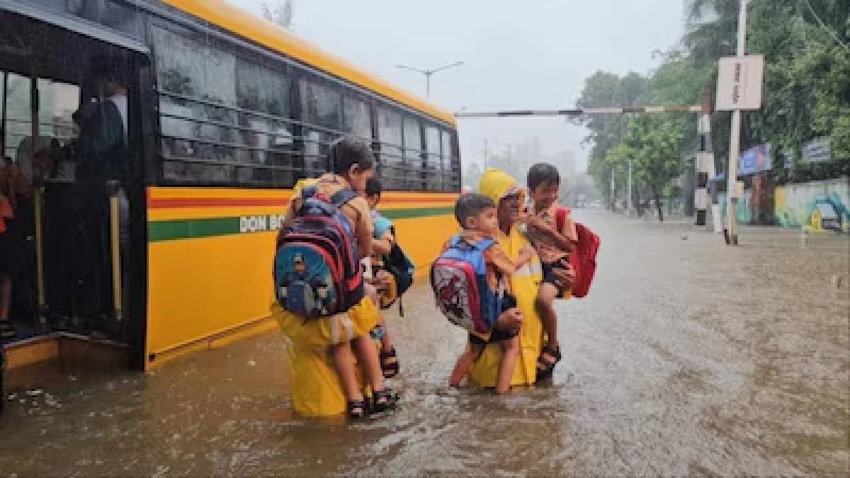 Children Among 8 Rescued After School Bus Stranded On Flooded Mumbai Road