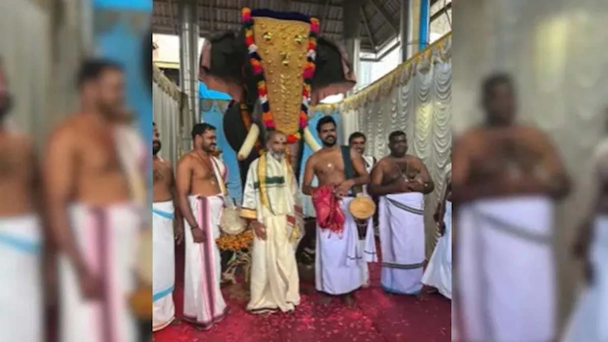 শুঁড় তুলছে-লেজ নাড়াচ্ছে-চোখ-মুখও ঘুরছে, অবিকল হাতি, কিন্তু যান্ত্রিক! কেরলের মন্দিরে চমক