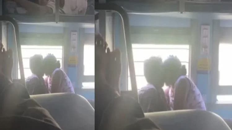 Couple caught romancing on open seats in moving train gnr 