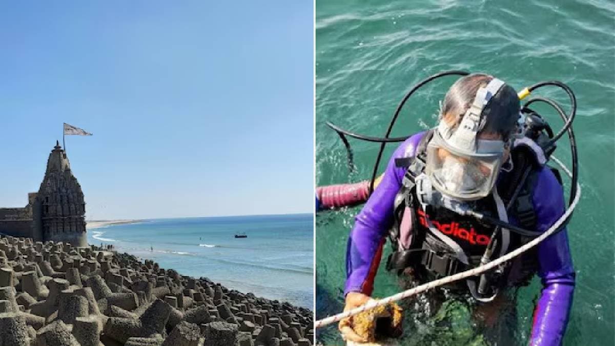 archaeologists dive into sea near gujrat for 4000 year old dwarka krishna karmabhoomi