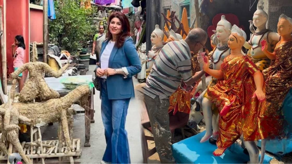 Bollywood actress Twinkle Khanna visited kolkata kumartuli during a short trip 