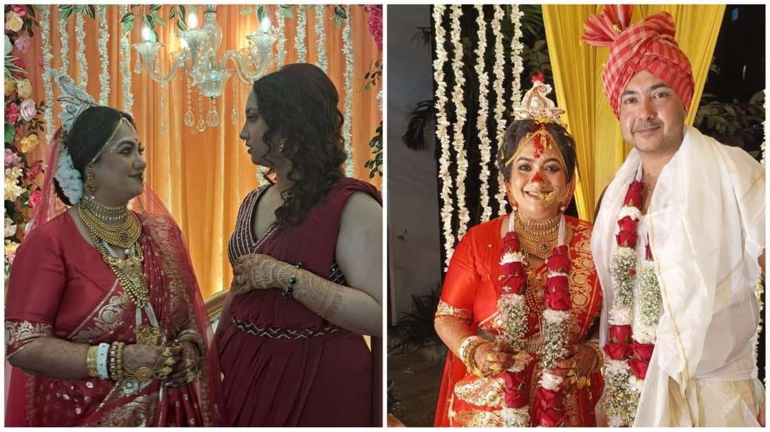 বরণের সময় নিজেই দিলেন উলুধ্বনি,মেয়ের হাত ধরে দ্বিতীয়বার বিয়ের পিঁড়িতে মল্লিকা ব্যানার্জি