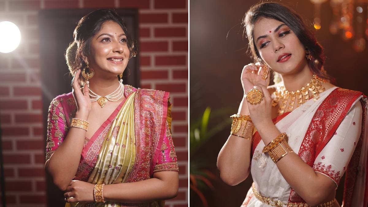 Suvosmita Mukherjee and Rittika sen fashion show for Aajkaal in Saree
