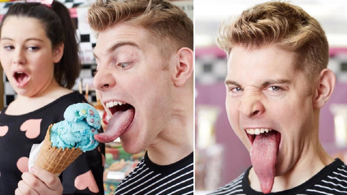 This man has the special ability to paint pictures with his Longest tongue