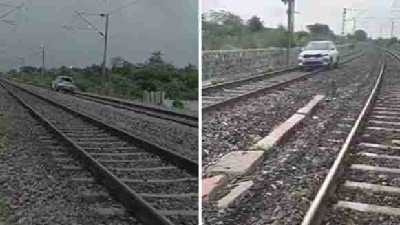 Woman Drives Car On Railway Tracks Near Hyderabad Disrupts Train Services