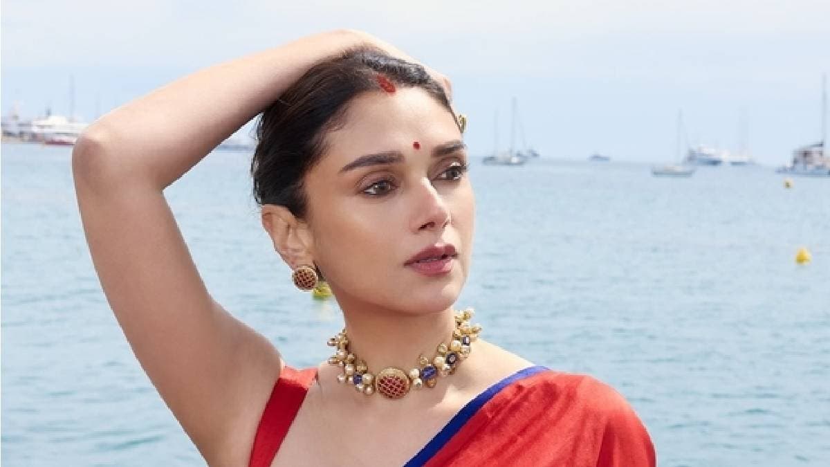 Aditi Rao Hydari stuns in sindoor and red sari at Cannes