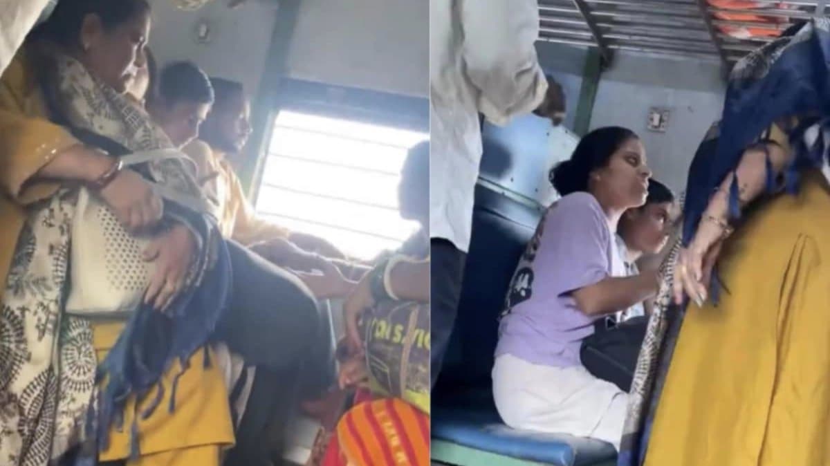 Woman Slaps Punches Co Passenger In Woman Compartment in Moving Train 