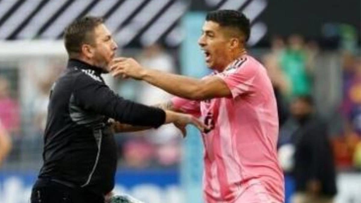 Inter Miami striker Luis Suarez appeared to spit on one of the coaching staff of the opposition team 