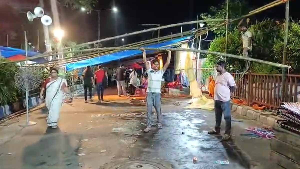 pandel-fans are removed from junior doctors swasthya vaban protest site, WBJDF  reply gnr 