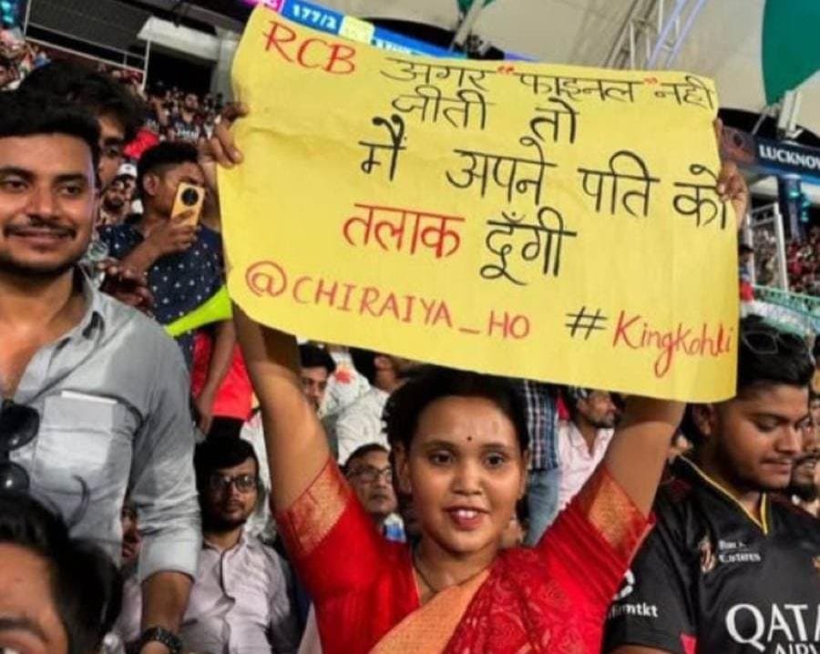 Bizarre poster of RCB fan spotted during Bengaluru and Punjab match-goes viral on social media