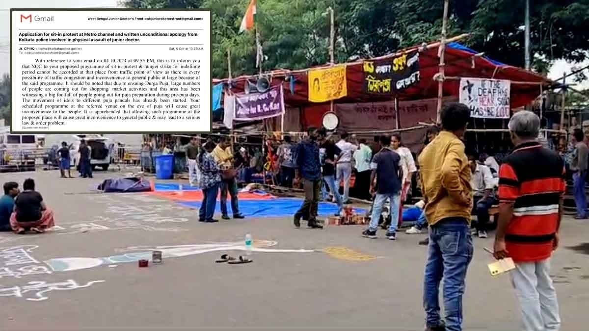 Kolkata police has asked junior doctors to consider the decision of protest in dharmatala amid durga puja festival