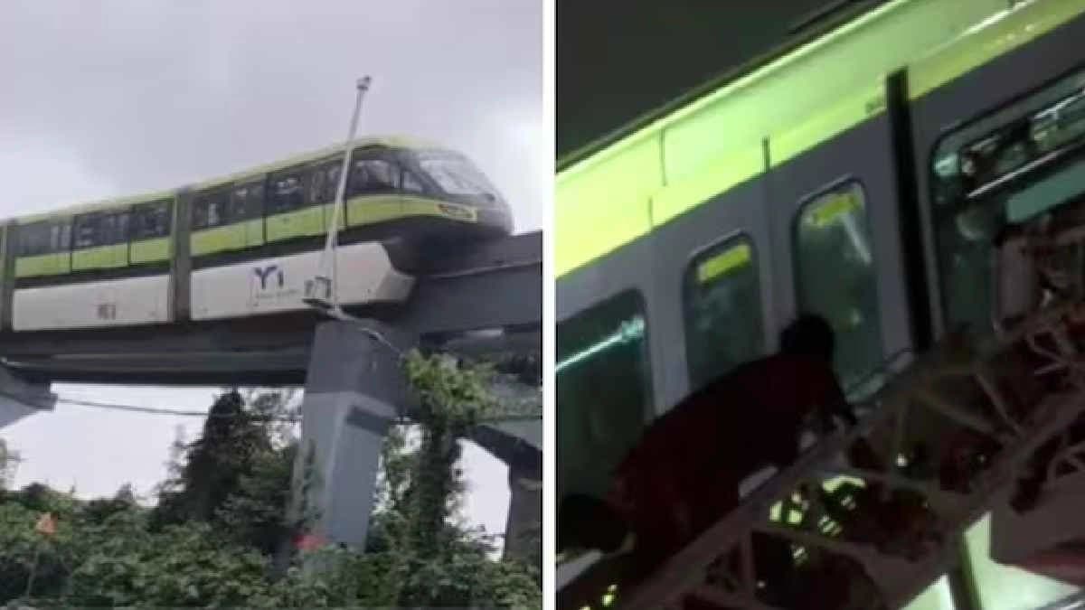 Mumbai Monorail stuck down amid Heavy rain