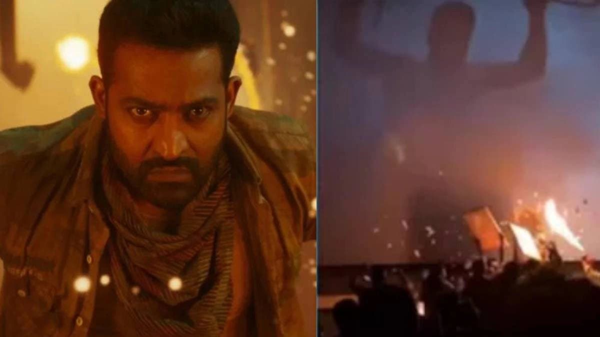 War 2 Jr NTRs Fan Lights Flamethrower In Theatre