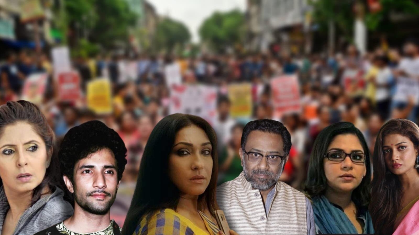 rituparna sengupta mob on r g protest sudipta chakraborty kamaleswar mukherjee rishav basu and many more tollywood actors are protesting agianst this incedent ent