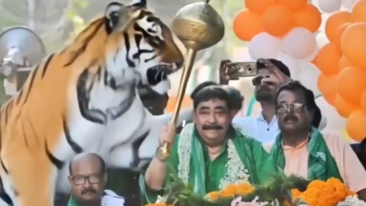 Artificial Intelligence made a tiger climbing on Anubrata Mondal