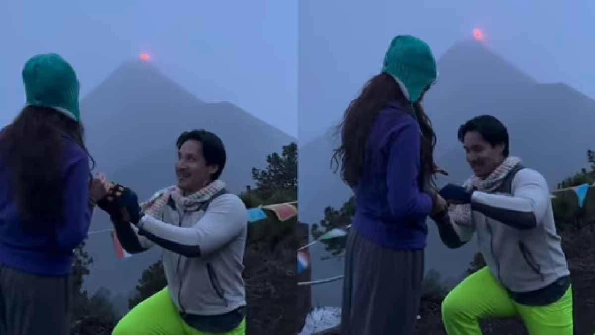 Volcano eruption turns man s proposal time makes Viral