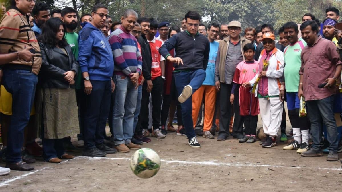 Former India captain Sourav Ganguly steals the show of JSW-CSJC media football tournament spt 