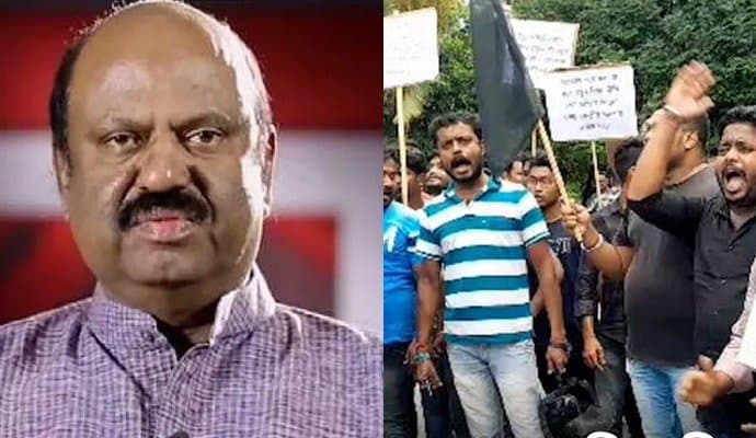 রাজ্যপালকে কালো পতাকা তৃণমূলের