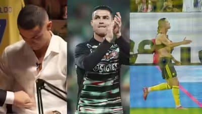 Interviewer touches Cristiano Ronaldo abs-player bursts out laughing