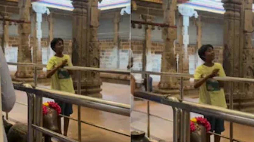 Viral Video Of A Boy Singing Bhajan At Tamil Nadu Temple 
