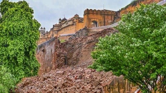 Amer Fort Collapses Amid Heavy Rains
