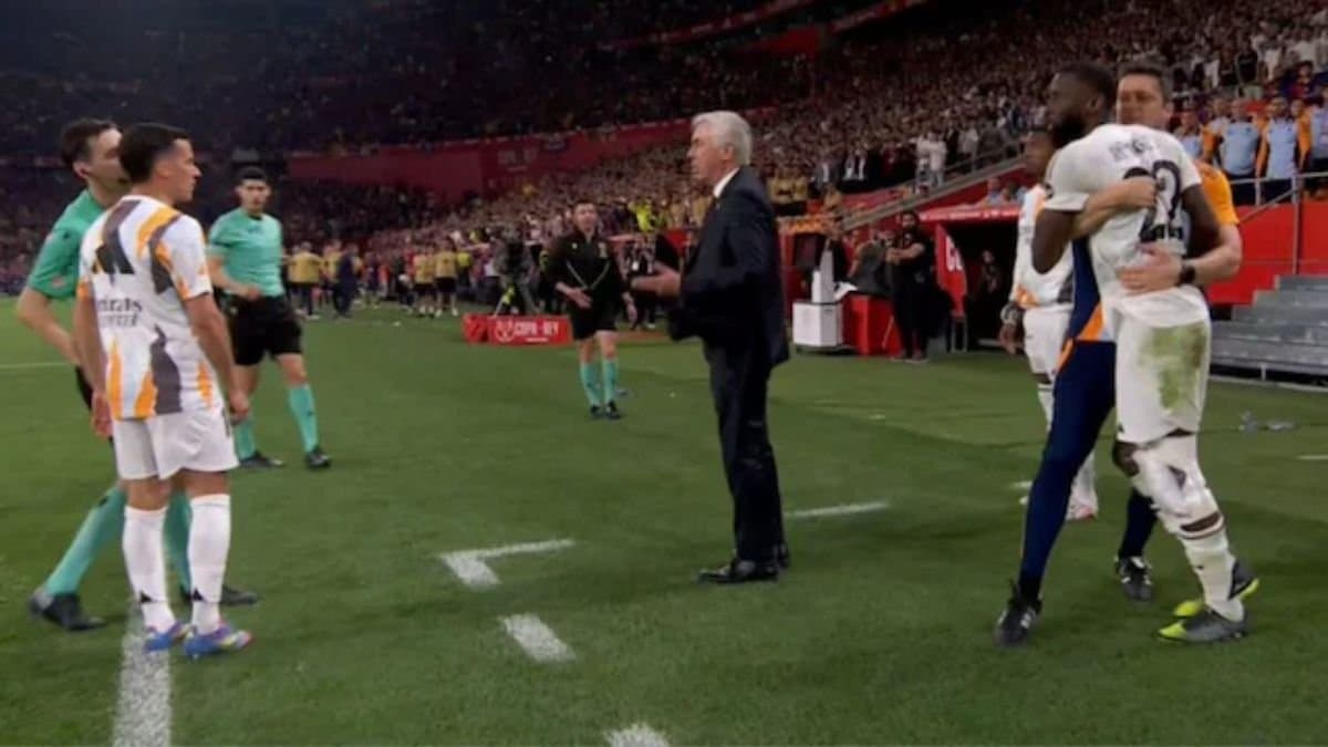 Real Madrid star player Antonio Rudiger facing huge ban after throwing missile at referee spt 