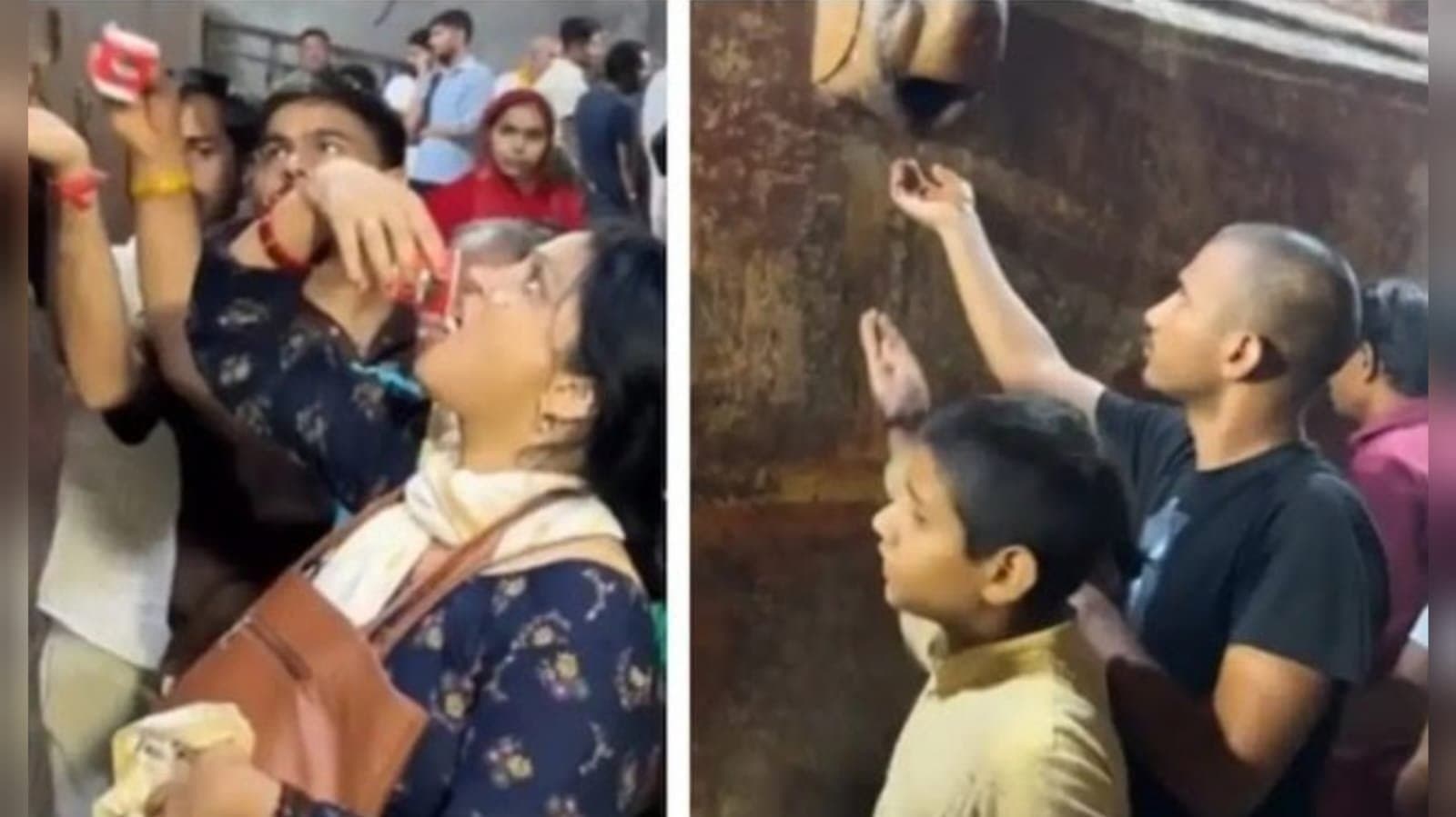 Devotees drink AC water believing it to be Charan Amrit at Banke Bihari Temple_gnr