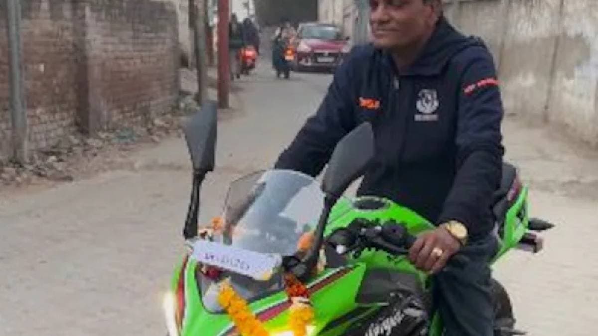 Rinku Singh's Father Goes To Work On Sports Bike Gifted By Son spt
