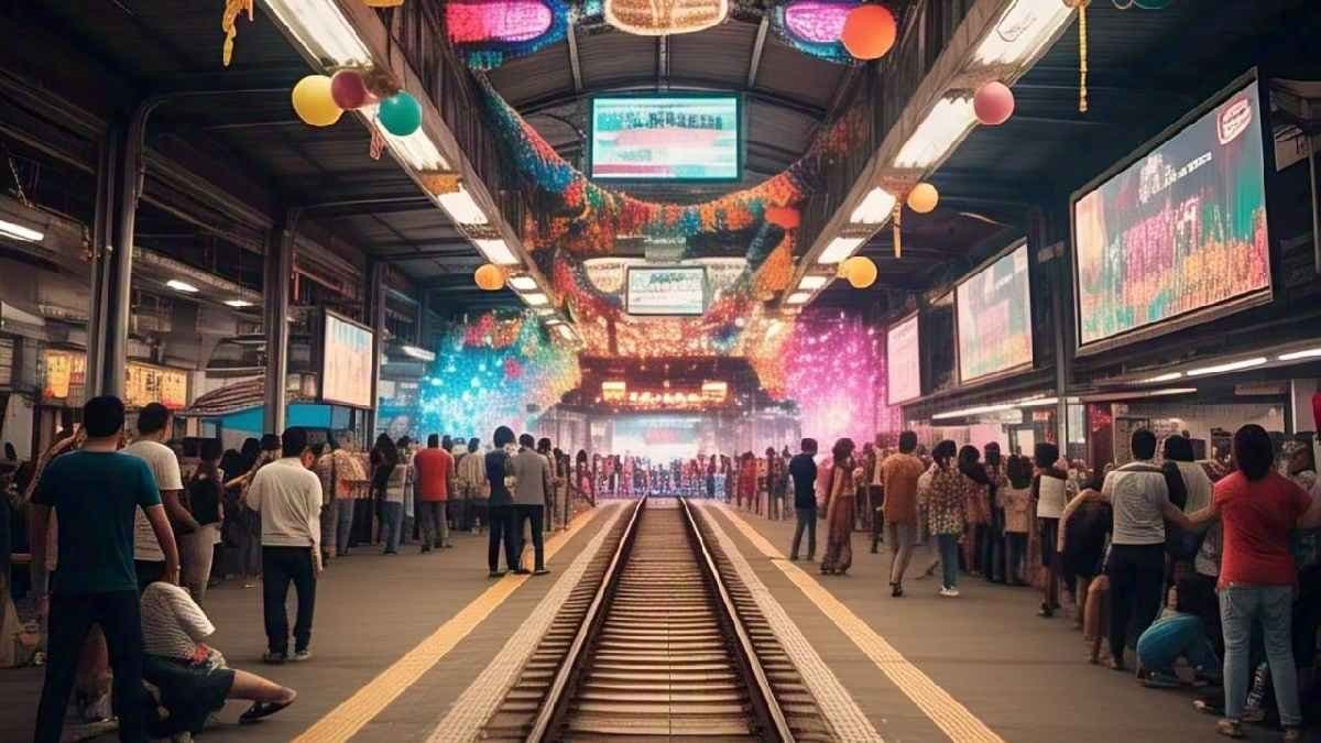 There will be a shopping mall food court at the railway station where in the India is this system being built