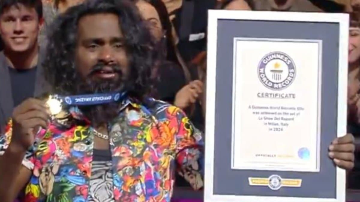 Indian drill man stops 57 electric fans in a minute with his tongue, sets Guinness World Record gnr