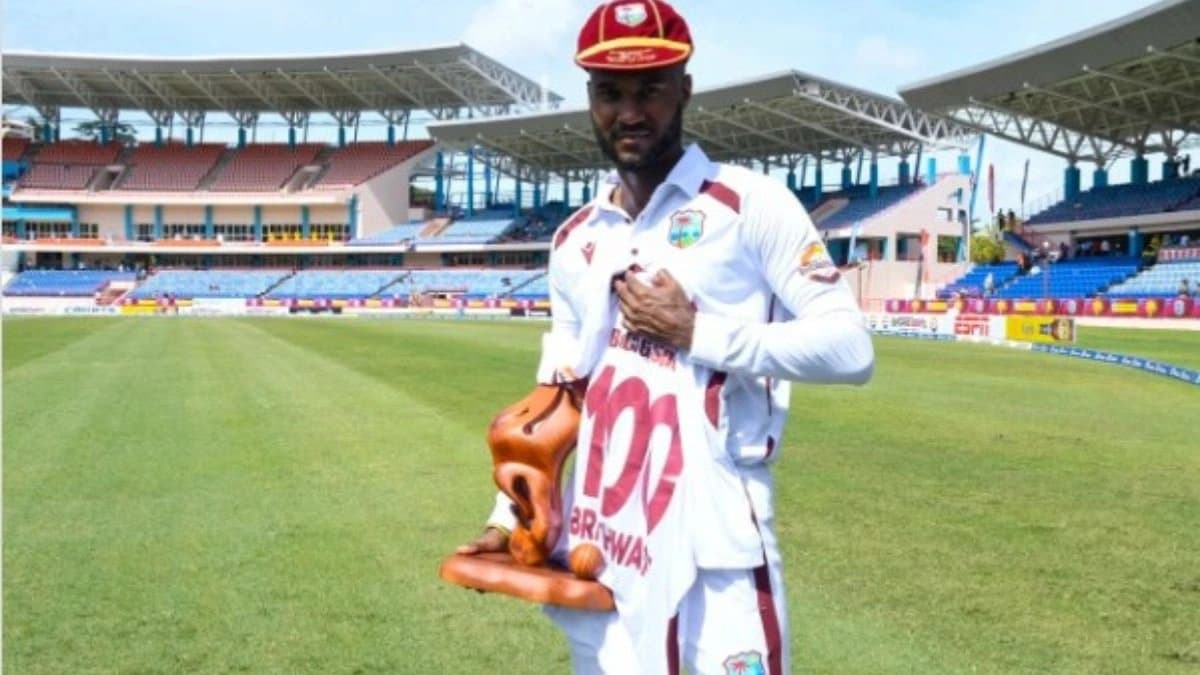 West Indies star cricketer Kraigg Brathwaite fell for a duck in his 100th Test 