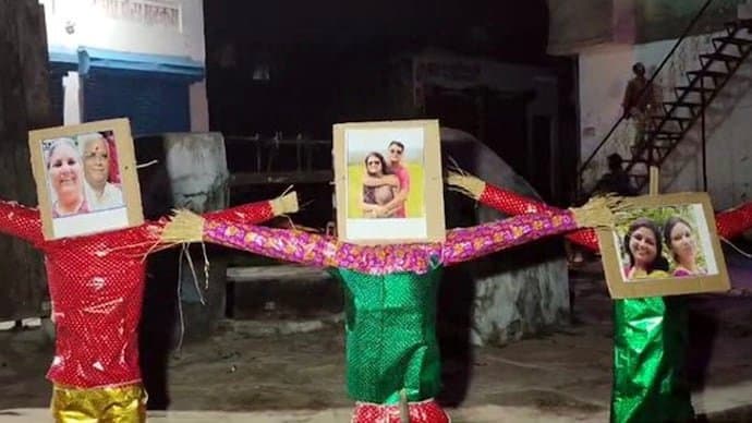 UP woman burns effigies of husband, in-laws on Dussehra gnr 