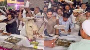 Viral Video Of Wedding Guests Fighting Over Non Veg Food Instead Of Veg gnr 