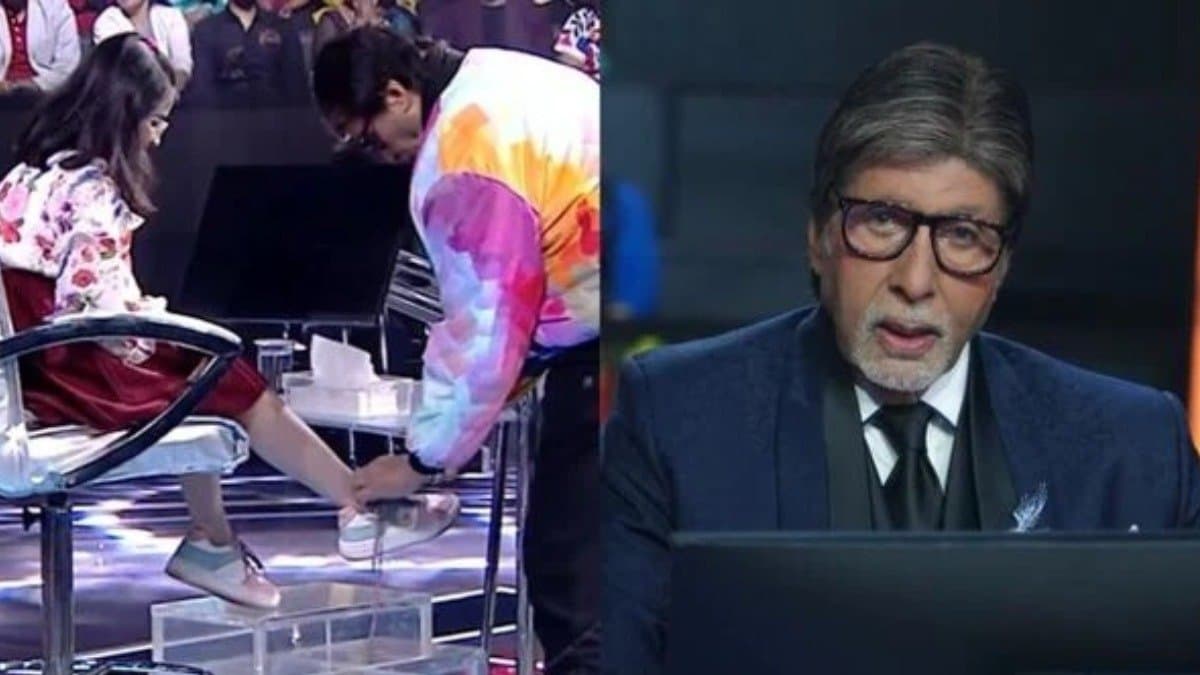 Amitabh Bachchan wins hearts after tying shoelaces of KBC 16 contestant ent