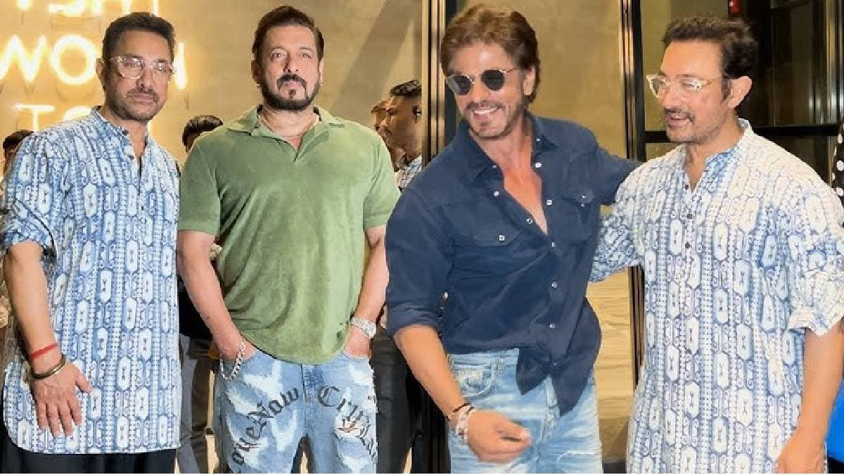 Shah Rukh and Salman Khan embrace Aamir Khan at Loveyapa screening ENT
