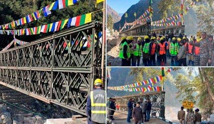 Chungthang Bailey bridge: চুংথাং-এ তিস্তা নদীর উপর বেইলি ব্রিজ তৈরির কাজ সম্পন্ন 