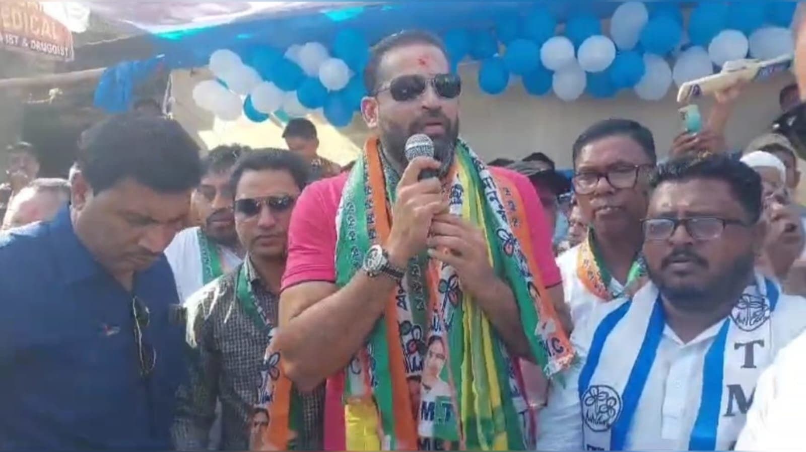 Yusuf Pathan campaigned for joy prokash toppa in madarihat by election_gnr 