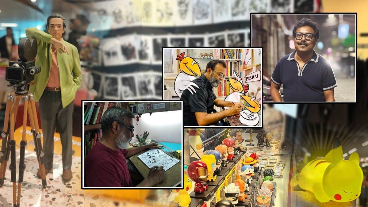 Popular cartoonist aka illustrator debasish deb uday deb and sujog bandyopadhyay talks on kolkata comics carnival ENT